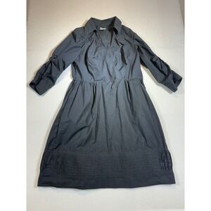 Ann Taylor Black Dress Shirt Dress Pleated Career Professional